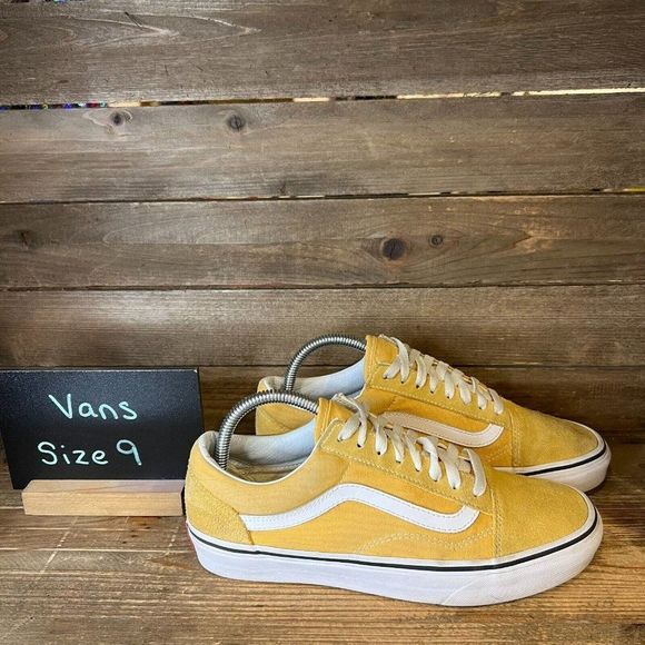 Womens Vans Old Skool‎ Yellow Classic Skateboarding Sneakers Shoes 7.5M 9W GUC - Picture 1 of 6